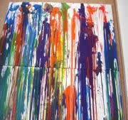 Farbspritzer auf der Wand wo vorher Ballons waren